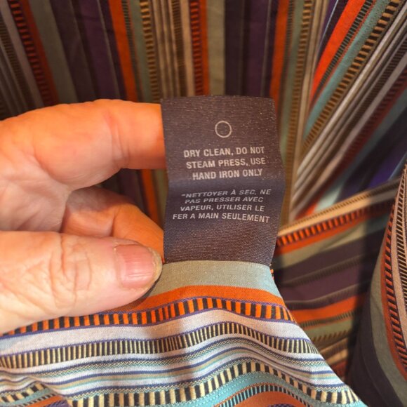 Colorful Stripe Robert Graham Men's Shirt with Flip Cuffs Large - Picture 4 of 8